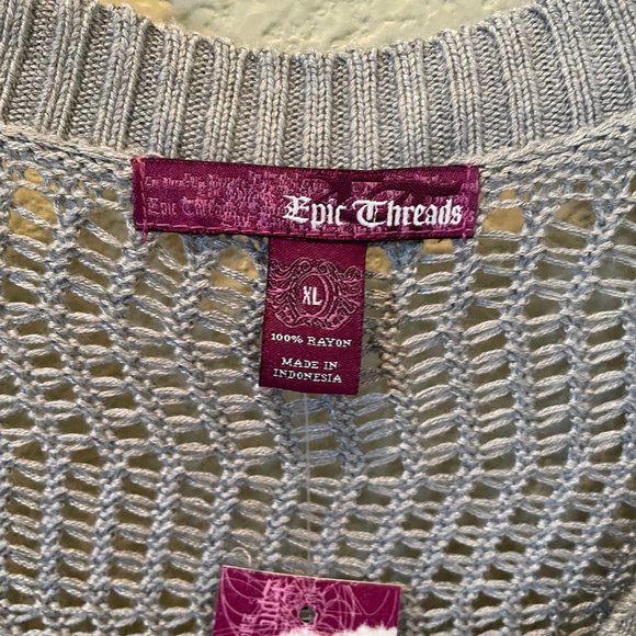 Epic Threads Knit Cardigan Woman's XL Extra Large NWT Gray Short Sleeve - Picture 2 of 3